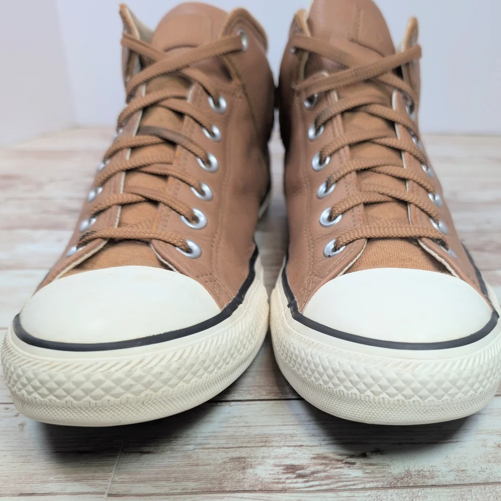 Converse All Star Mid High Top Brown Tan Real Leather Men's Size 12 - Picture 5 of 12